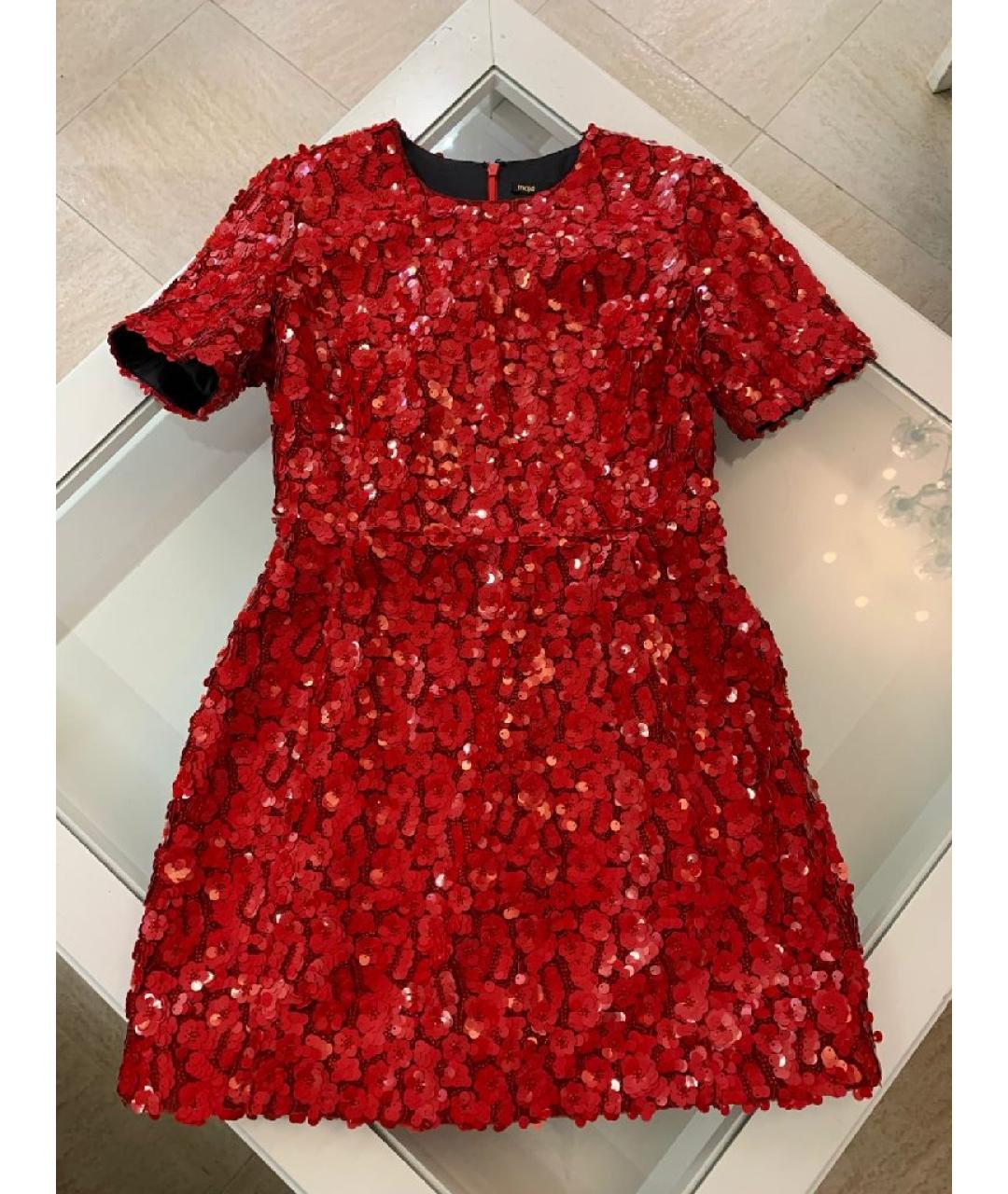 MAJE Красное полиэстеровое коктейльное платье, фото 2