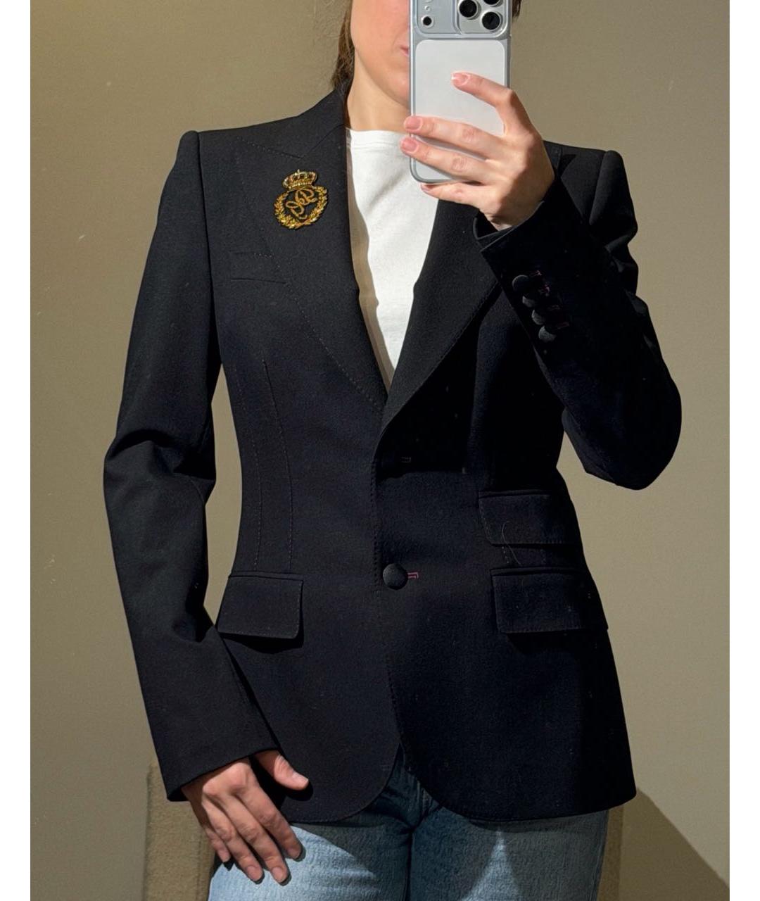DOLCE&GABBANA Черный шерстяной жакет/пиджак, фото 5