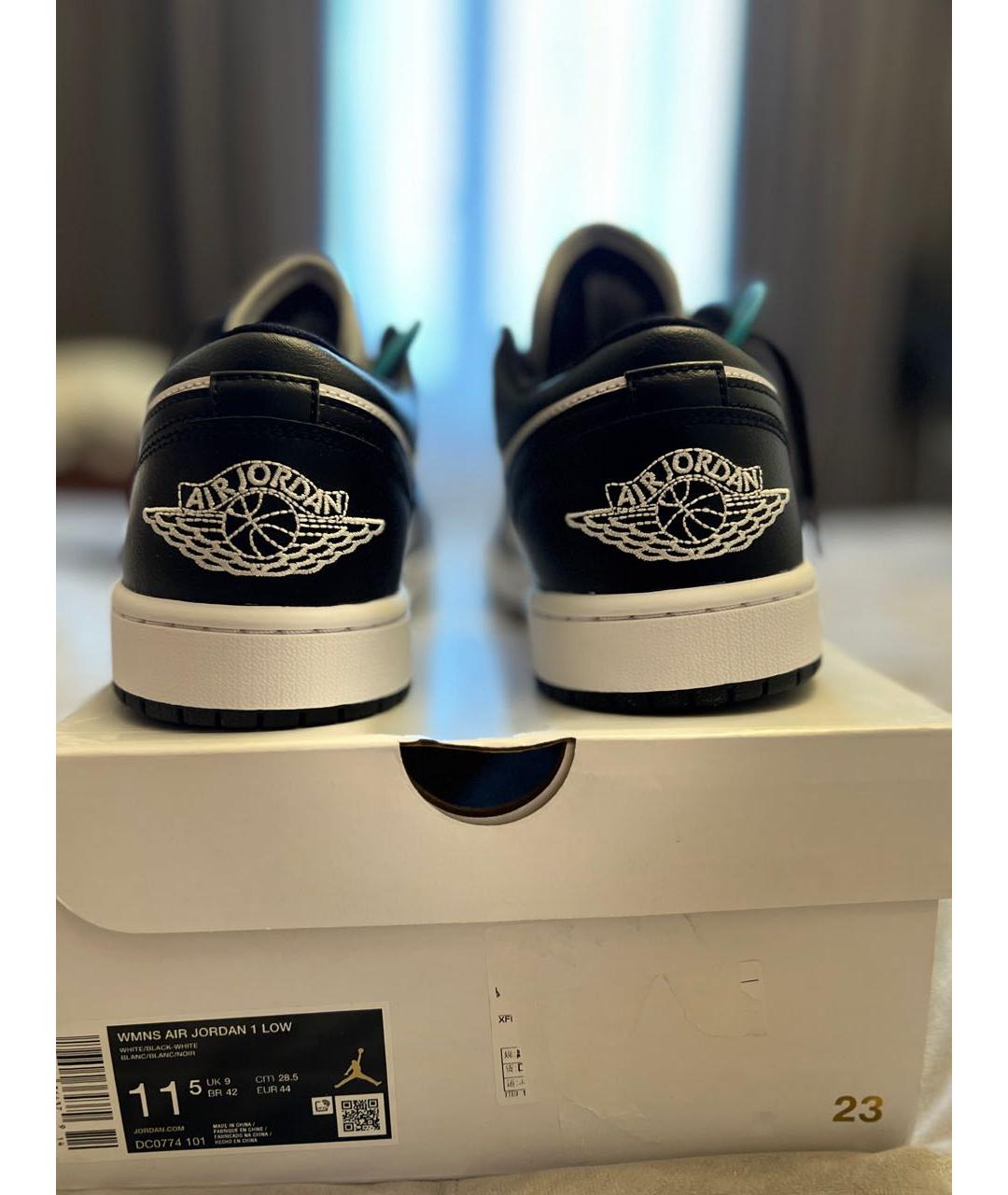 JORDAN Черные кожаные низкие кроссовки / кеды, фото 4