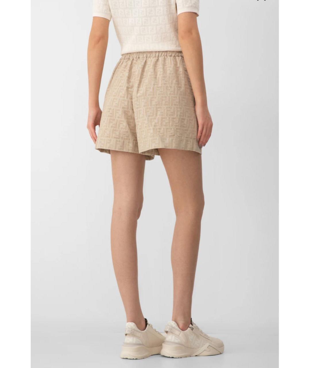 FENDI Бежевые хлопковые шорты, фото 4