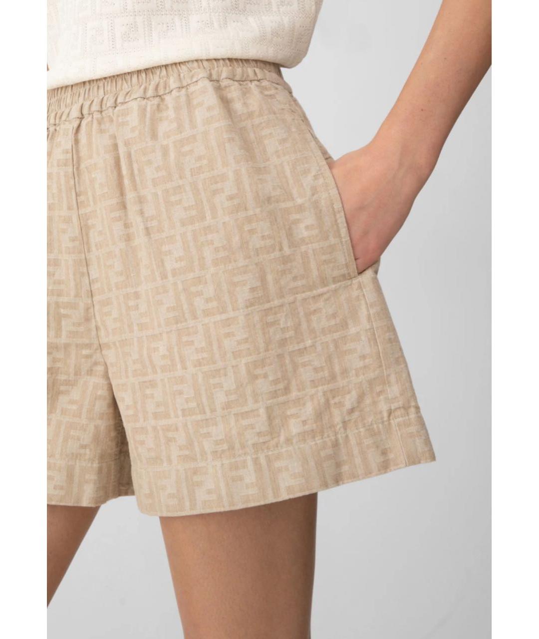 FENDI Бежевые хлопковые шорты, фото 5