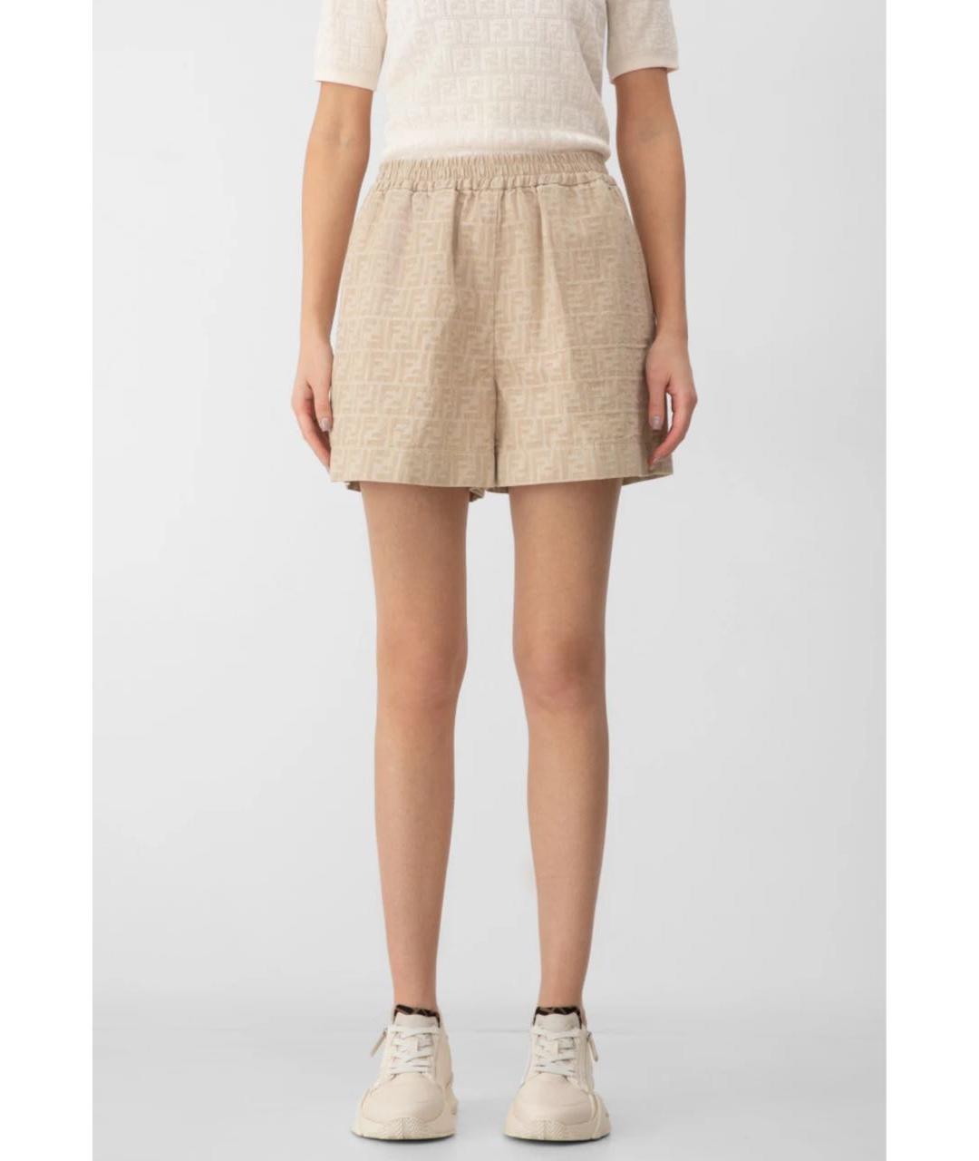 FENDI Бежевые хлопковые шорты, фото 3