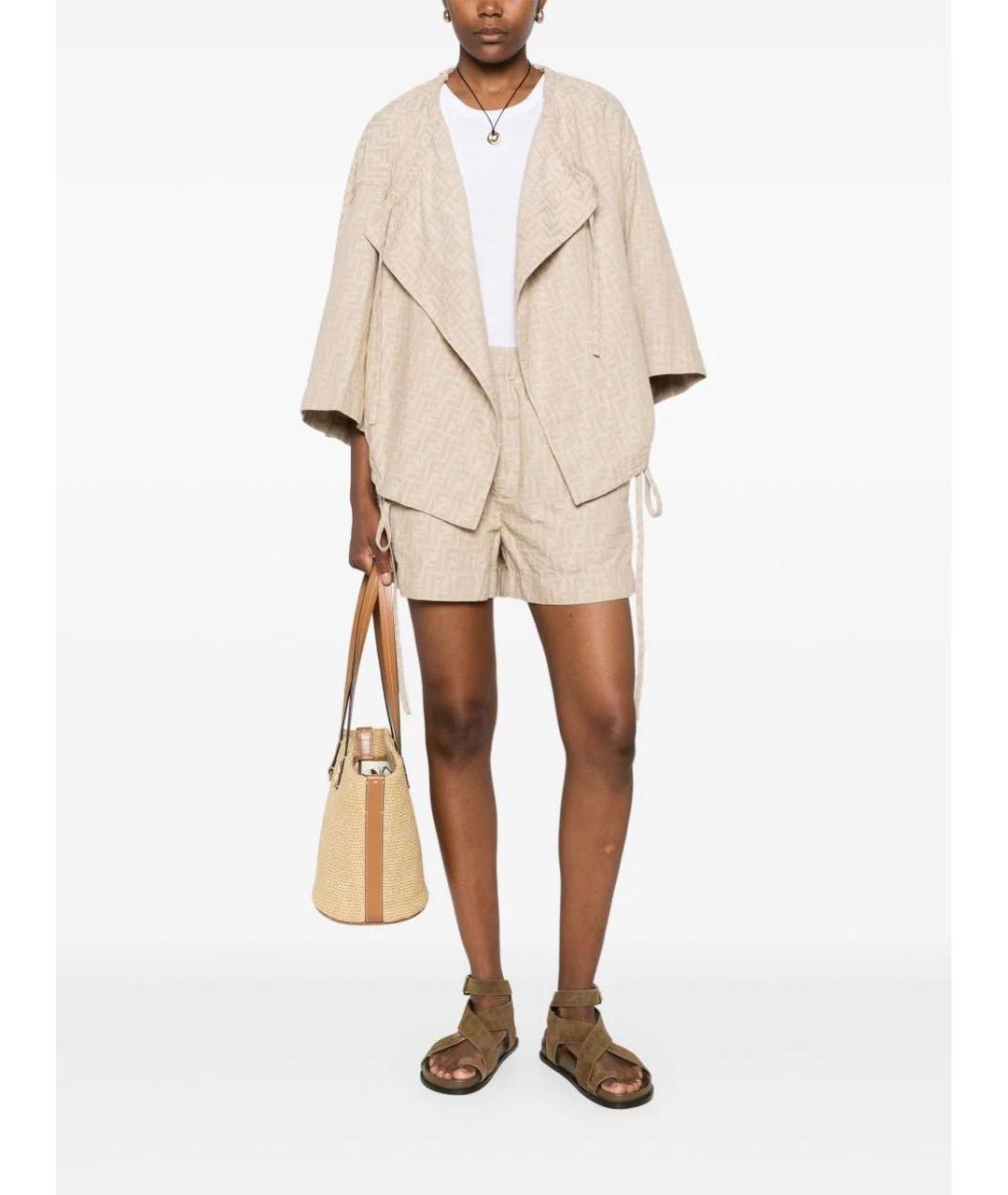 FENDI Бежевые хлопковые шорты, фото 8