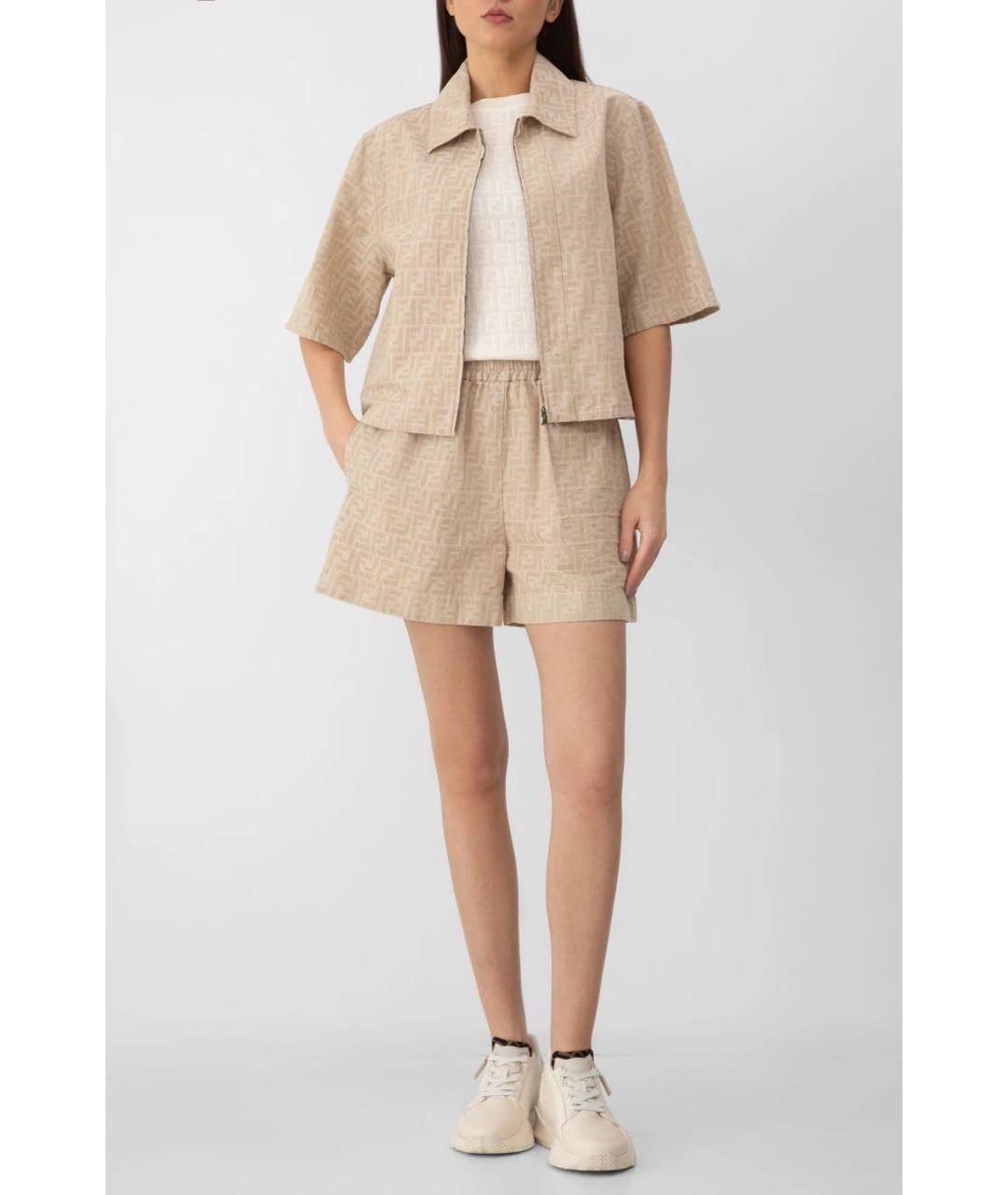 FENDI Бежевые хлопковые шорты, фото 2
