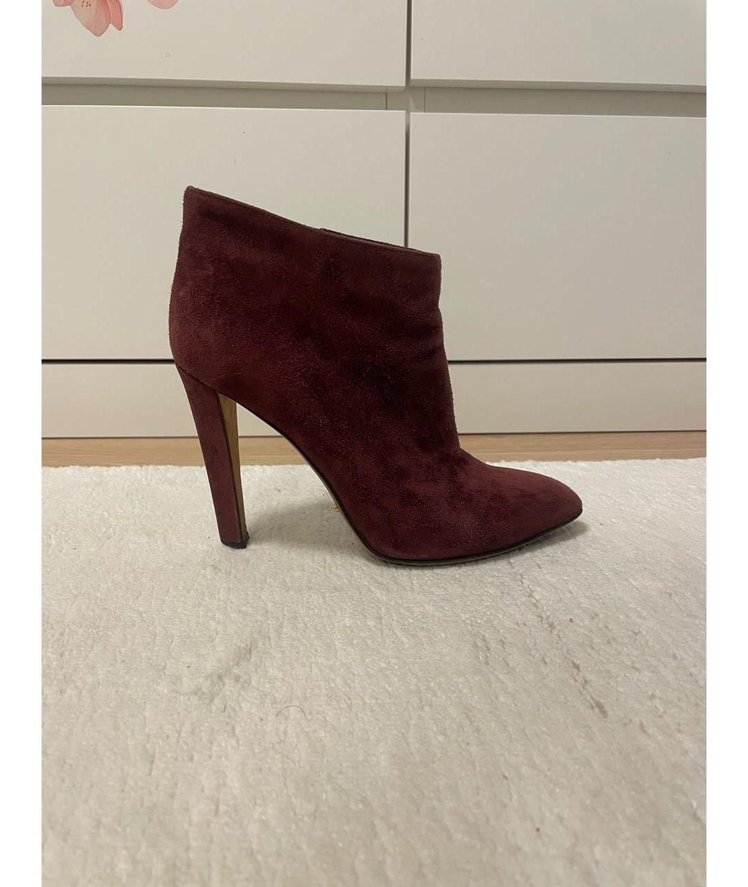 SERGIO ROSSI Бордовые замшевые ботильоны, фото 7