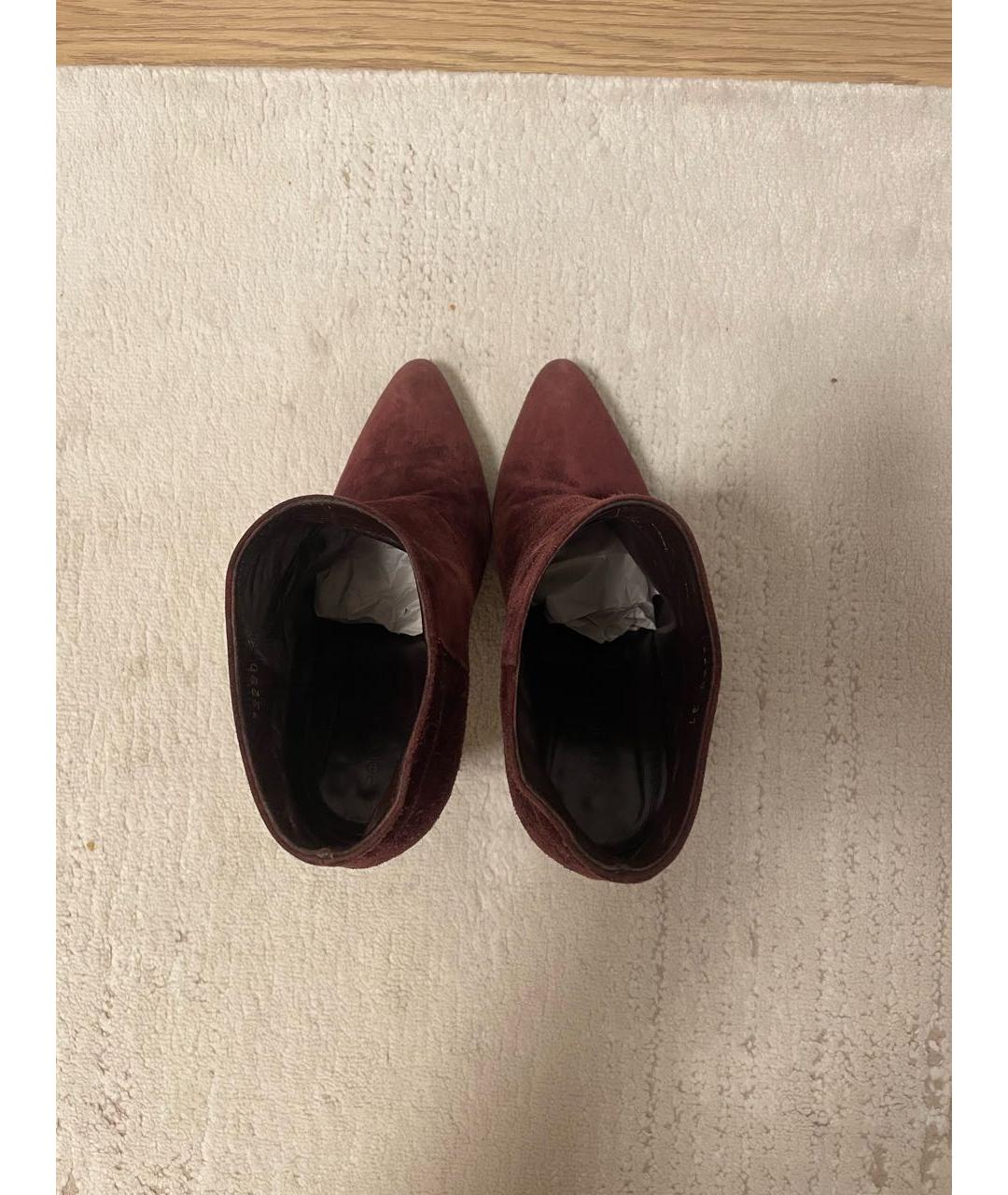 SERGIO ROSSI Бордовые замшевые ботильоны, фото 3