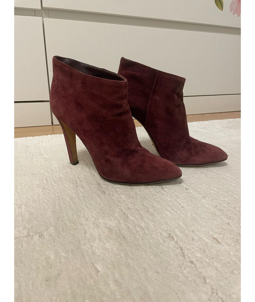 SERGIO ROSSI Бордовые замшевые ботильоны, фото 5