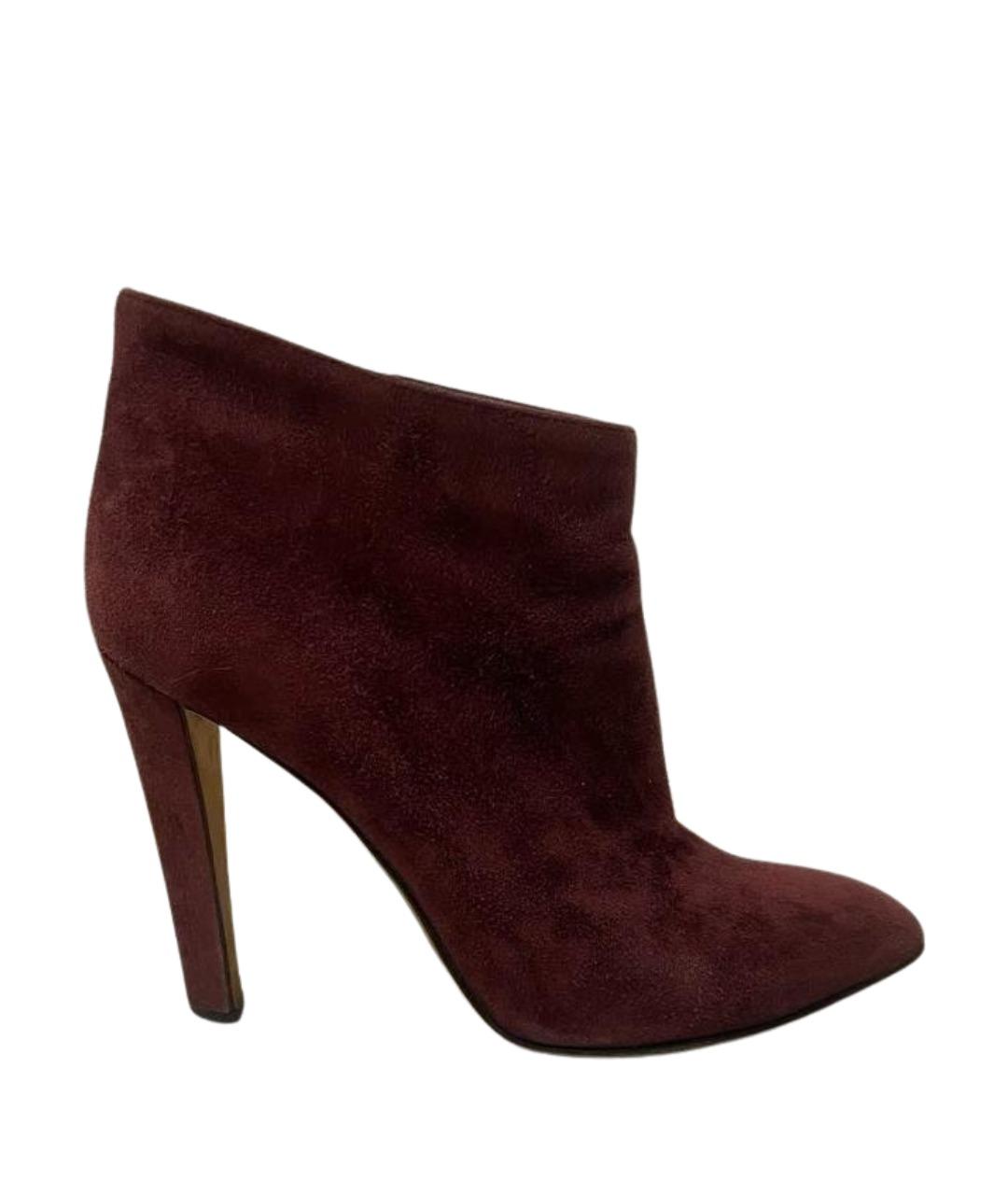 SERGIO ROSSI Бордовые замшевые ботильоны, фото 1
