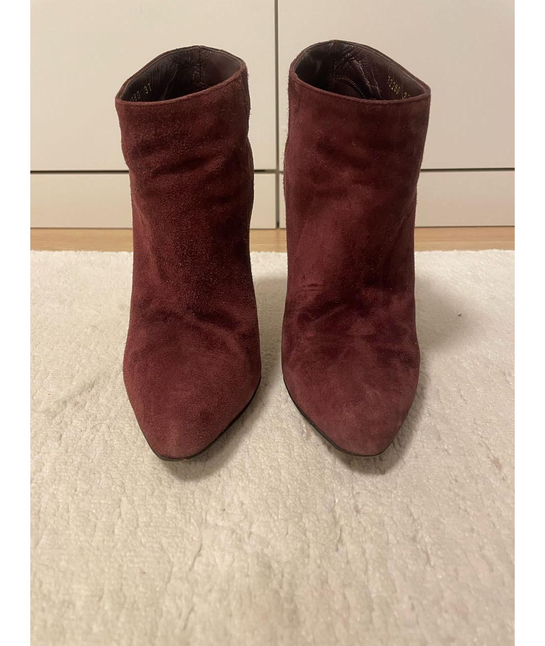 SERGIO ROSSI Бордовые замшевые ботильоны, фото 2