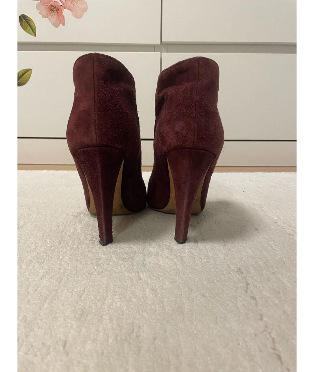 SERGIO ROSSI Бордовые замшевые ботильоны, фото 4