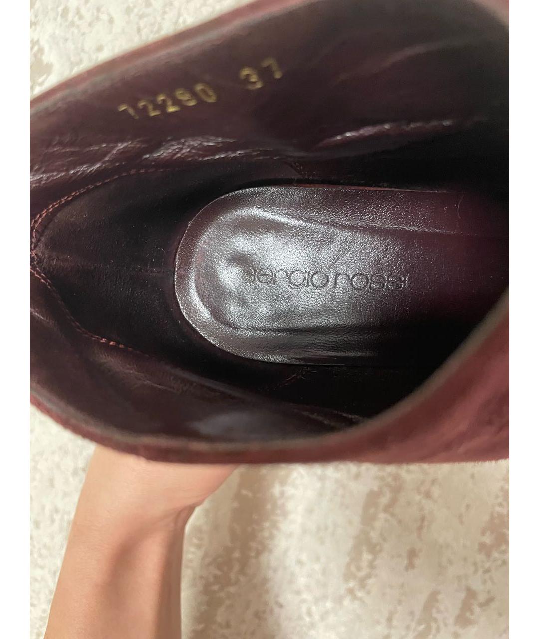 SERGIO ROSSI Бордовые замшевые ботильоны, фото 6