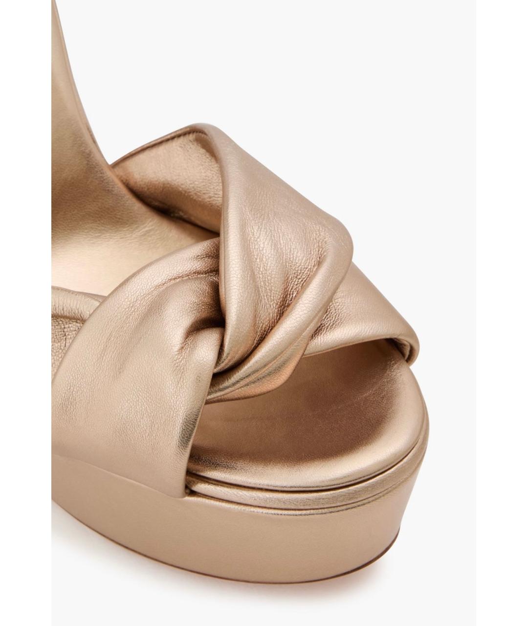 AQUAZZURA Золотые кожаные босоножки, фото 3