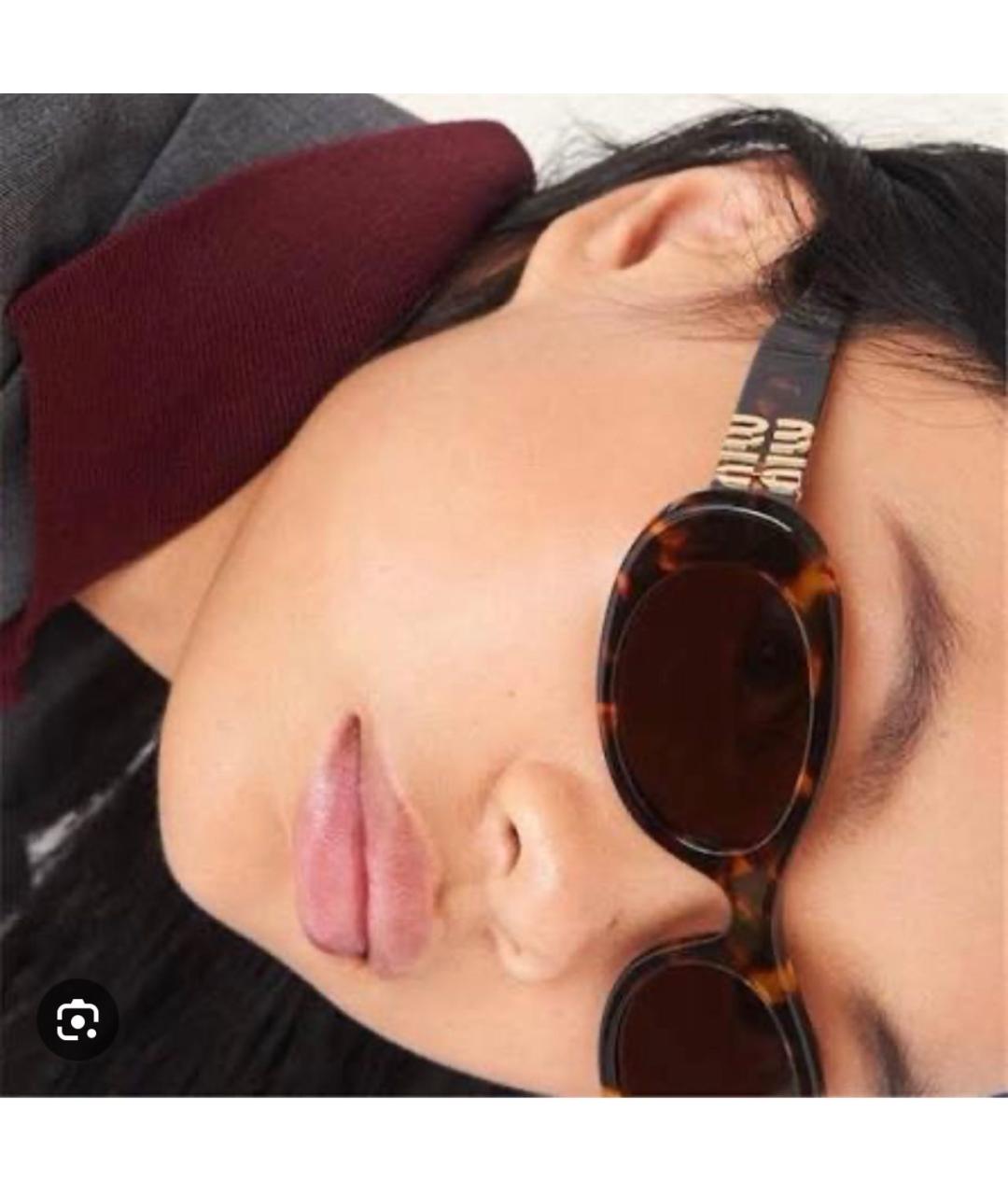 MIU MIU Коричневые пластиковые солнцезащитные очки, фото 3