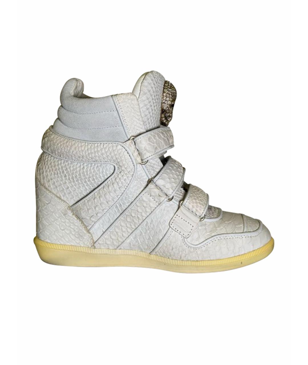 PHILIPP PLEIN Бежевые кожаные кроссовки, фото 1