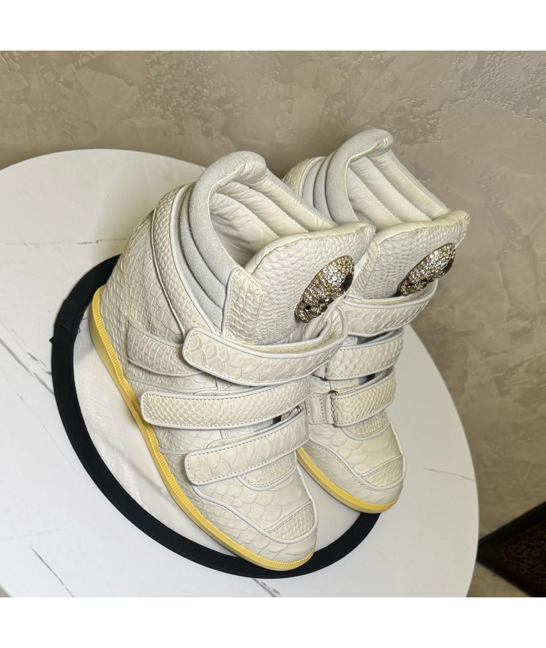 PHILIPP PLEIN Бежевые кожаные кроссовки, фото 7