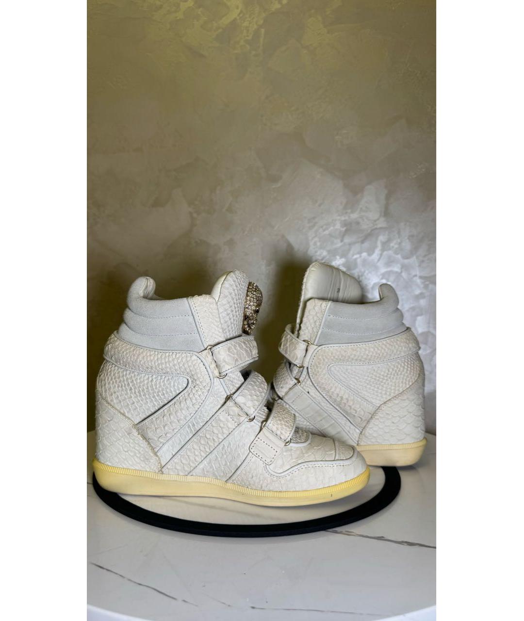 PHILIPP PLEIN Бежевые кожаные кроссовки, фото 8