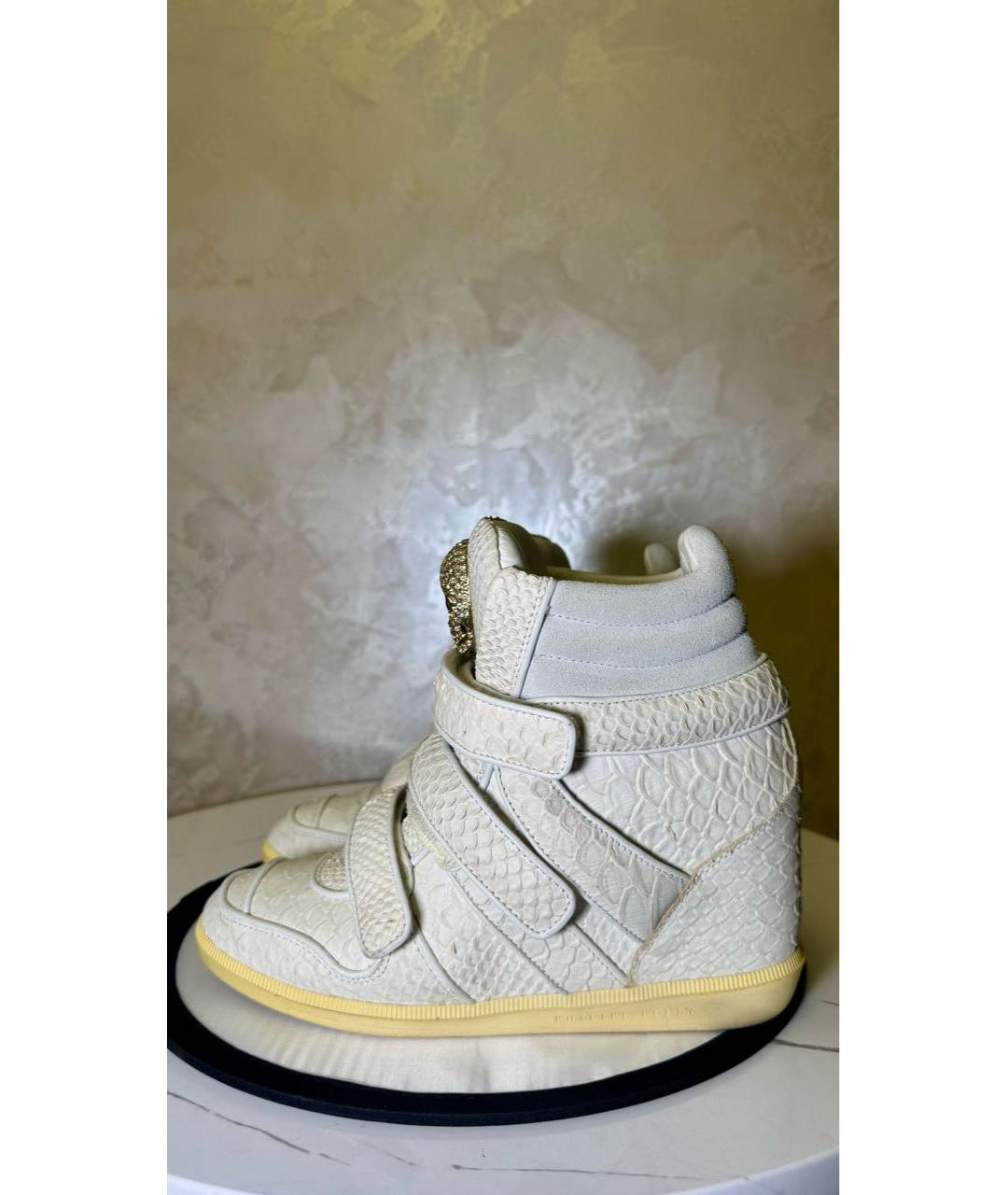 PHILIPP PLEIN Бежевые кожаные кроссовки, фото 5