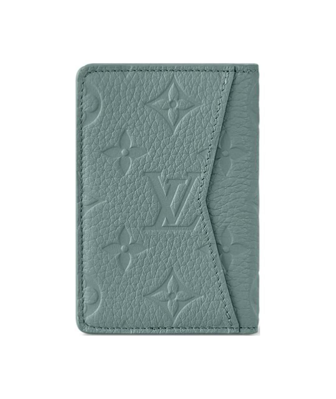 LOUIS VUITTON Зеленый кожаный кардхолдер, фото 3