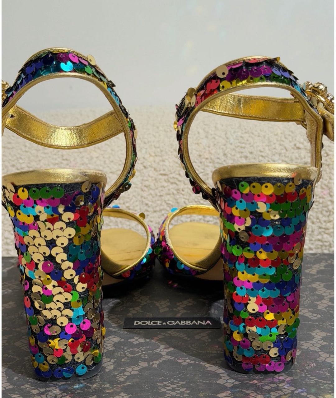 DOLCE&GABBANA Мульти кожаные босоножки, фото 4