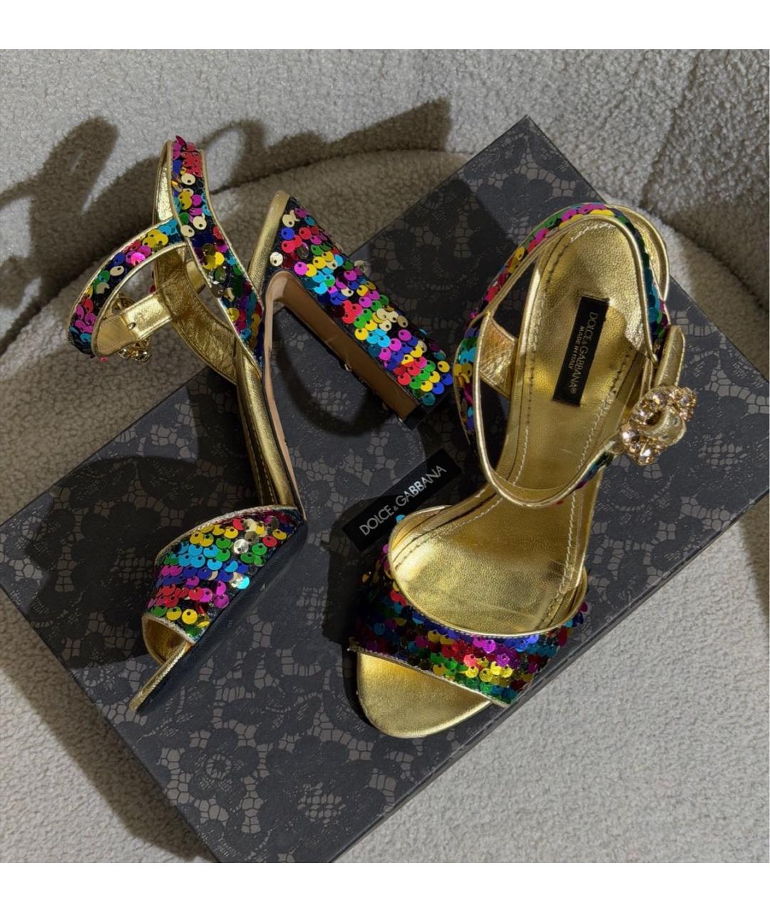 DOLCE&GABBANA Мульти кожаные босоножки, фото 6