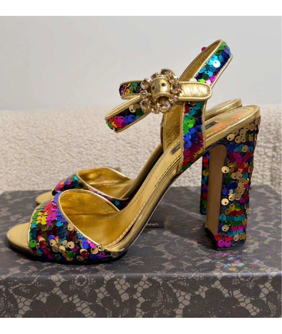 DOLCE&GABBANA Мульти кожаные босоножки, фото 8