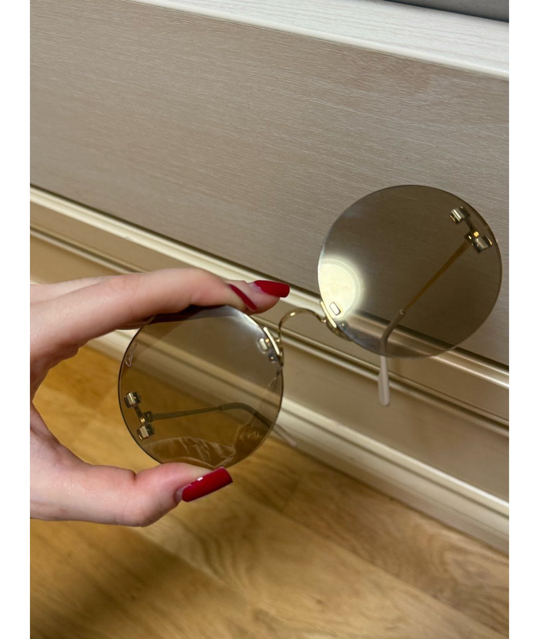 CARTIER Бежевые металлические солнцезащитные очки, фото 6