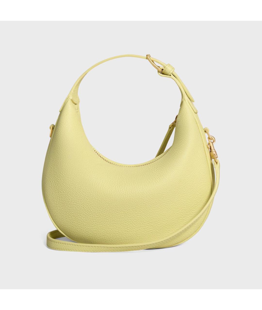 CELINE Желтая кожаная сумка с короткими ручками, фото 3