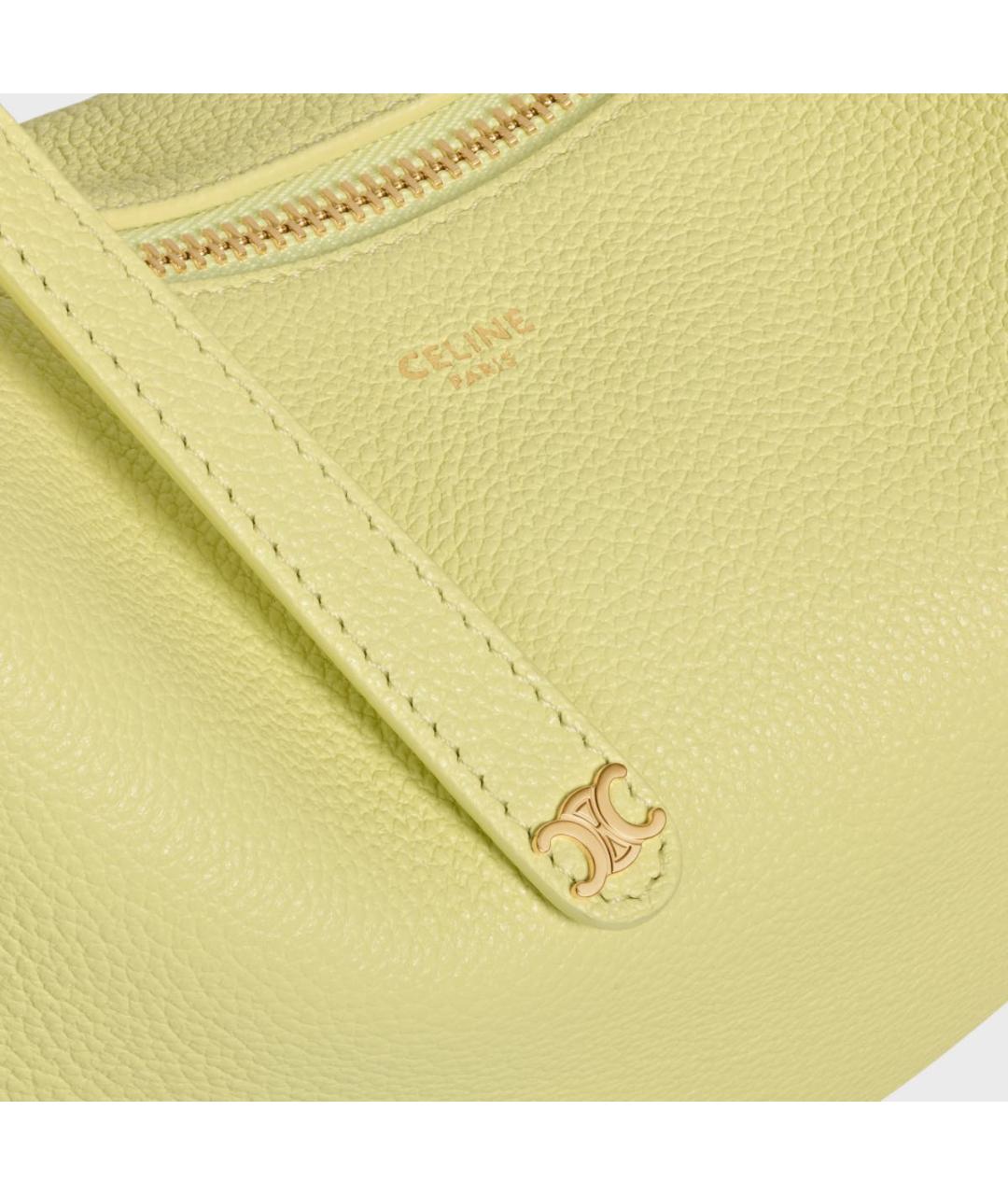 CELINE Желтая кожаная сумка с короткими ручками, фото 4