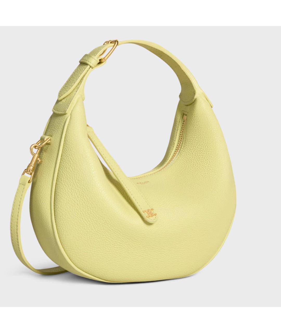CELINE Желтая кожаная сумка с короткими ручками, фото 2