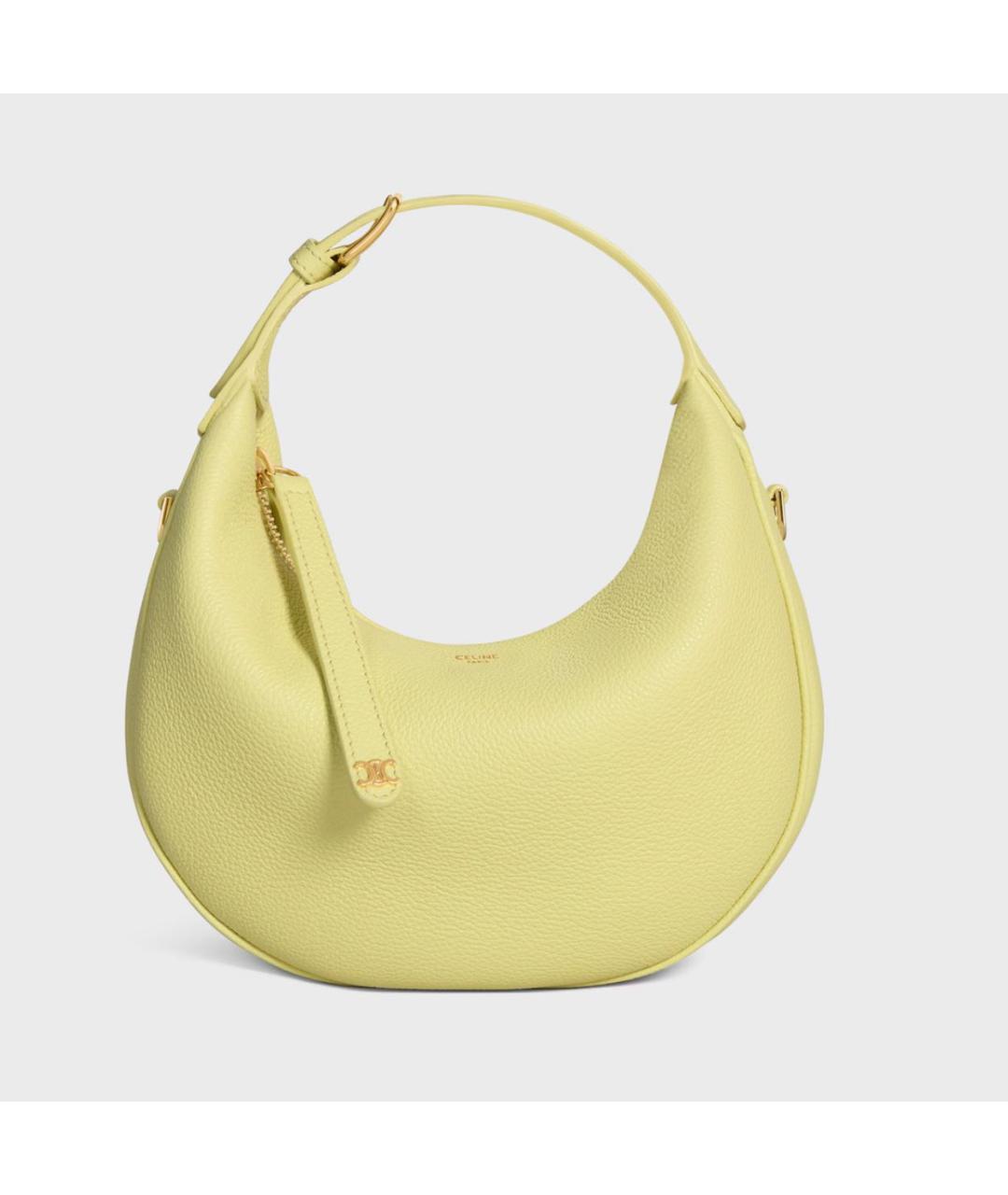CELINE Желтая кожаная сумка с короткими ручками, фото 5