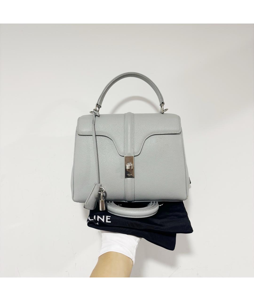 CELINE Серая кожаная сумка тоут, фото 8