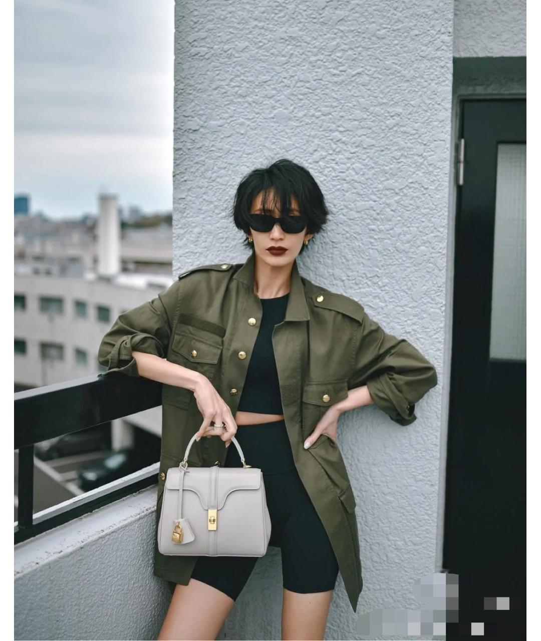 CELINE Серая кожаная сумка тоут, фото 7