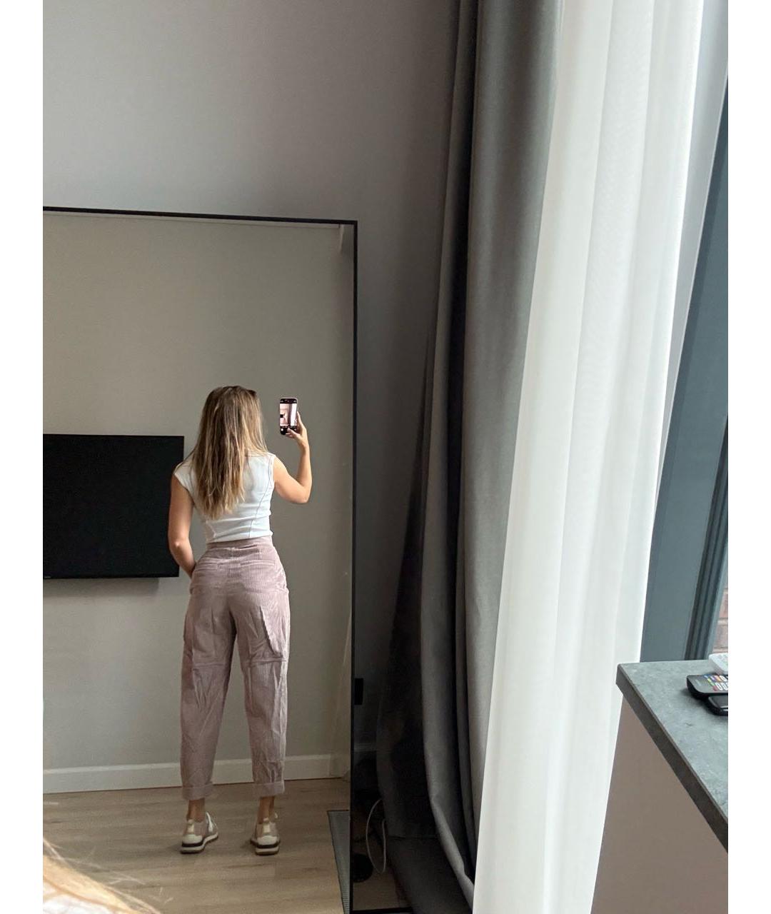 BRUNELLO CUCINELLI Розовые бархатные брюки широкие, фото 6