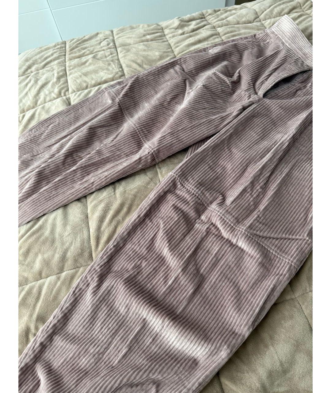 BRUNELLO CUCINELLI Розовые бархатные брюки широкие, фото 7