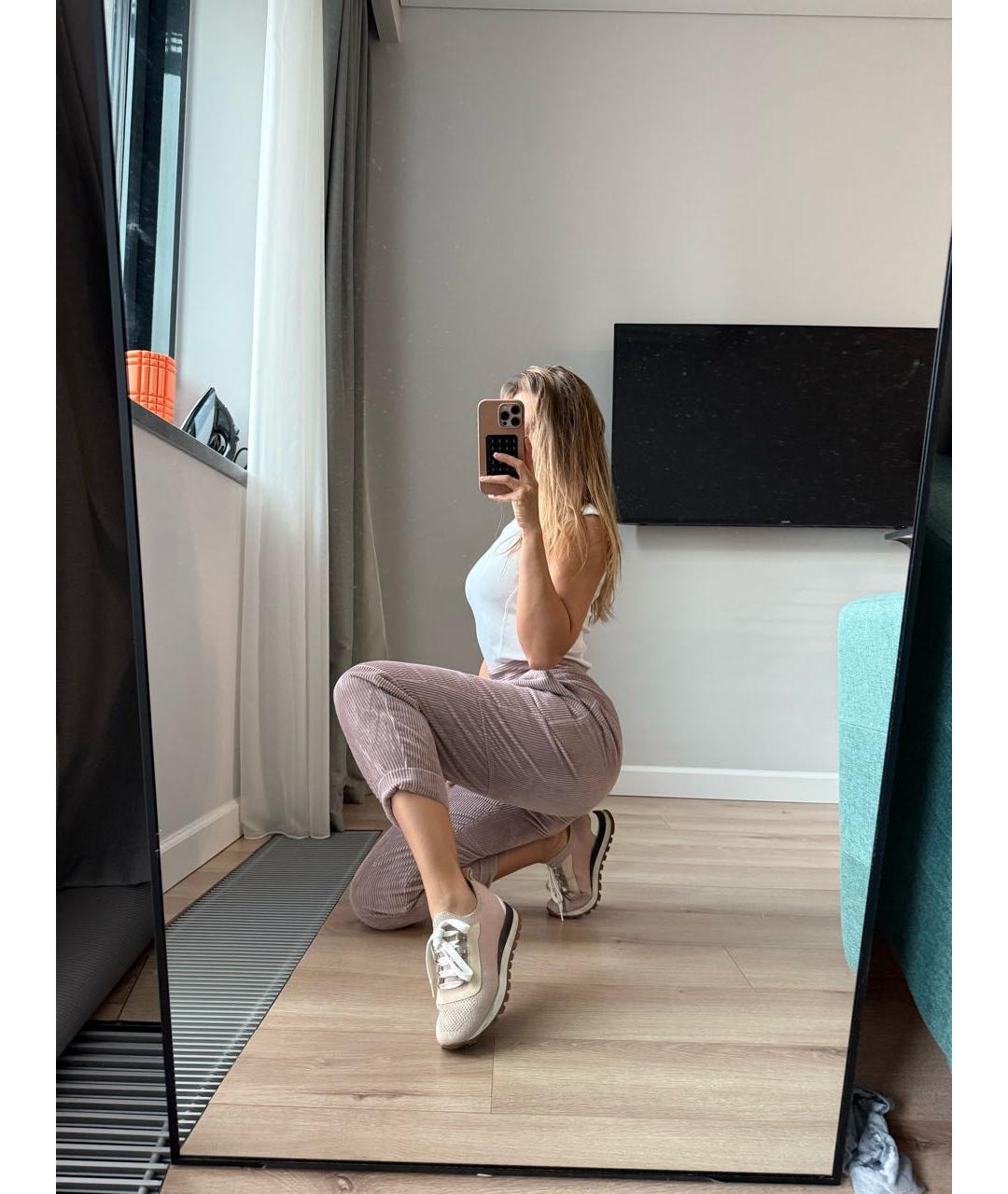 BRUNELLO CUCINELLI Розовые бархатные брюки широкие, фото 4