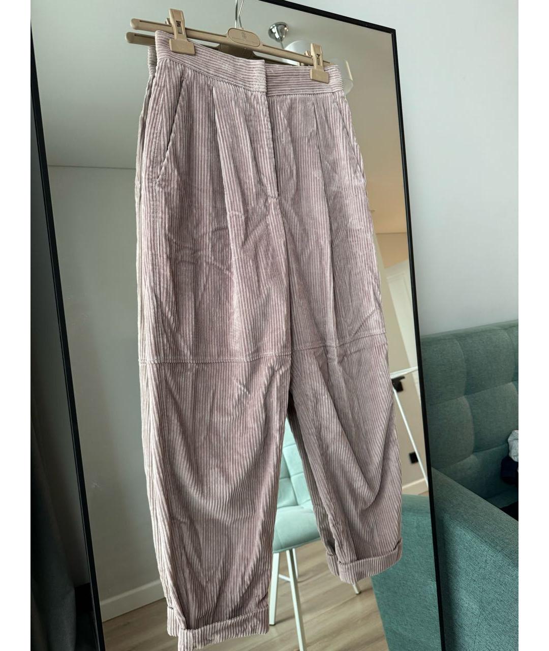 BRUNELLO CUCINELLI Розовые бархатные брюки широкие, фото 2