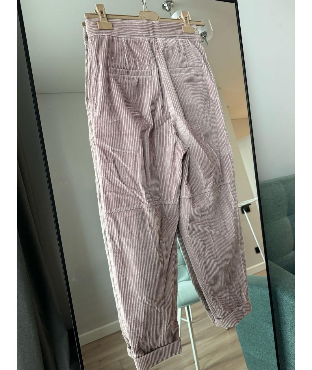 BRUNELLO CUCINELLI Розовые бархатные брюки широкие, фото 3