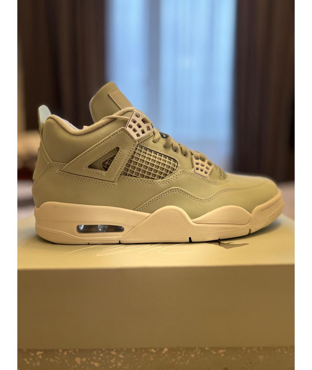 JORDAN Серые кожаные высокие кроссовки / кеды, фото 7