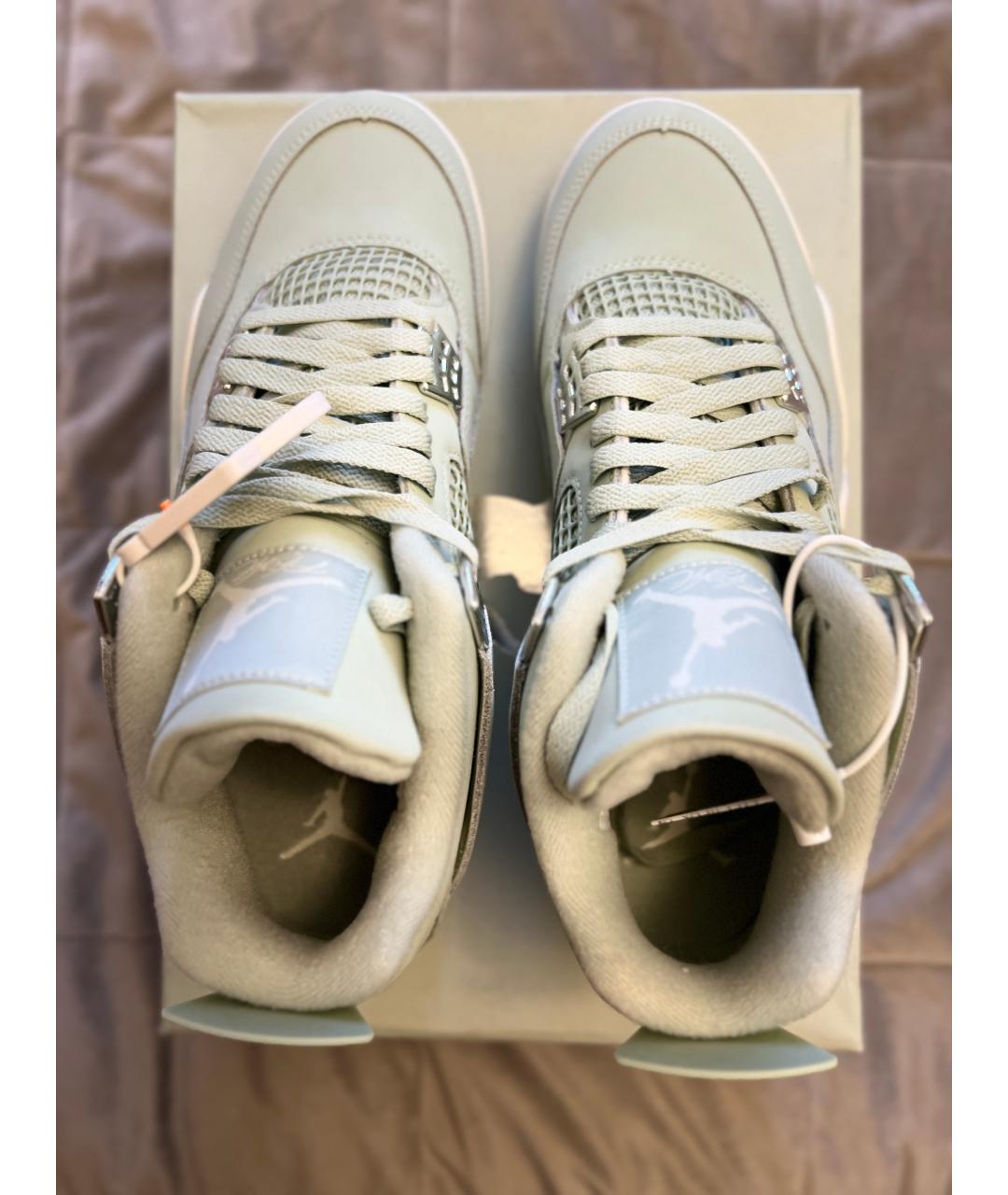 JORDAN Серые кожаные высокие кроссовки / кеды, фото 3