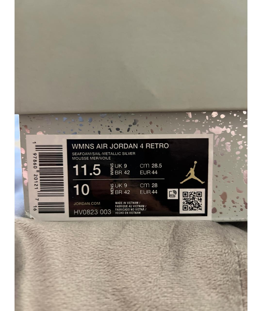 JORDAN Серые кожаные высокие кроссовки / кеды, фото 5