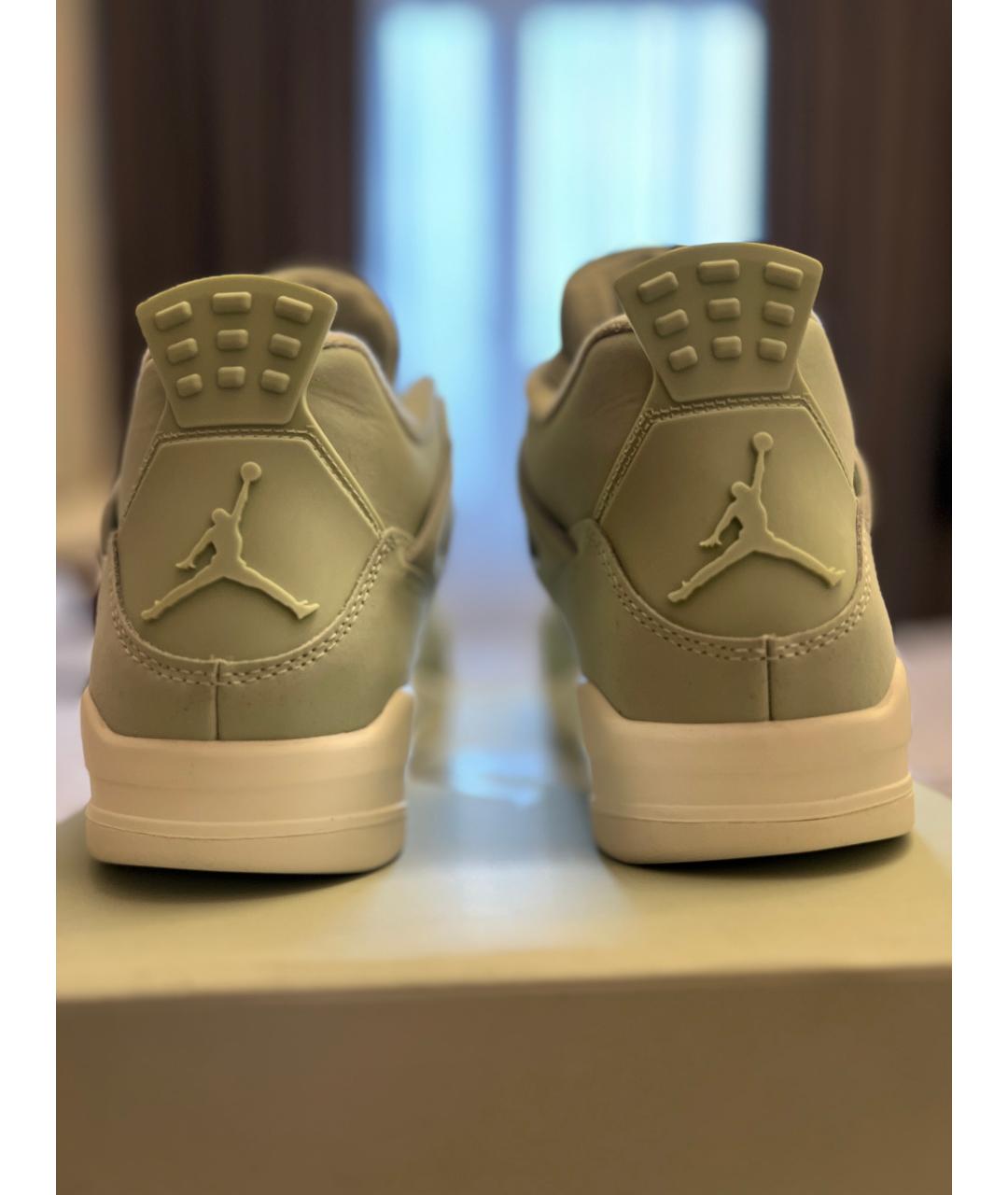 JORDAN Серые кожаные высокие кроссовки / кеды, фото 4