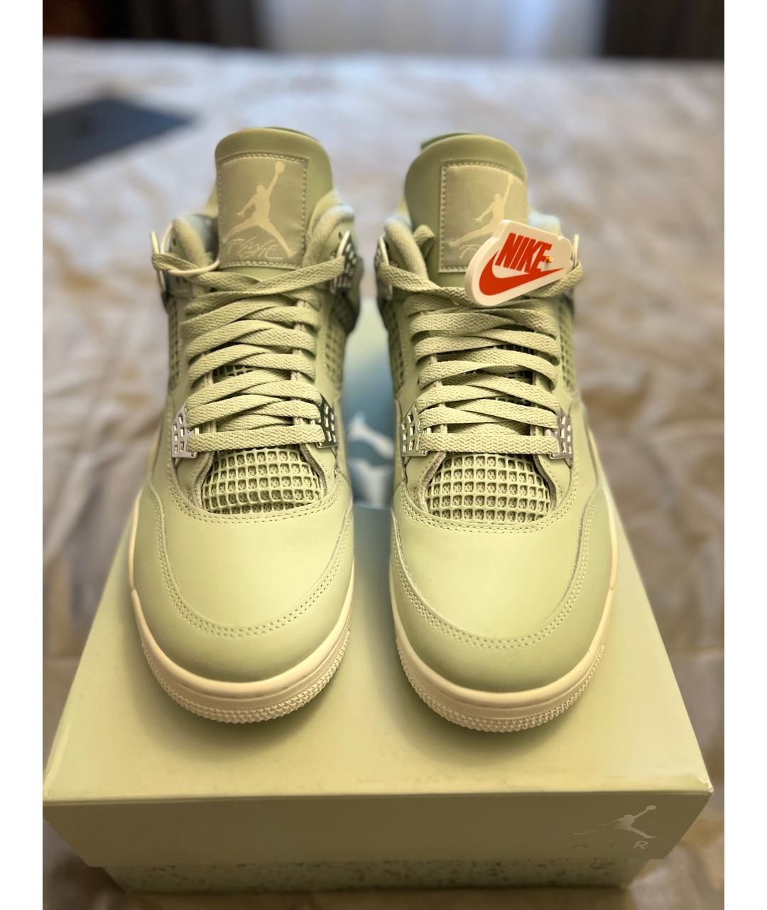 JORDAN Серые кожаные высокие кроссовки / кеды, фото 2