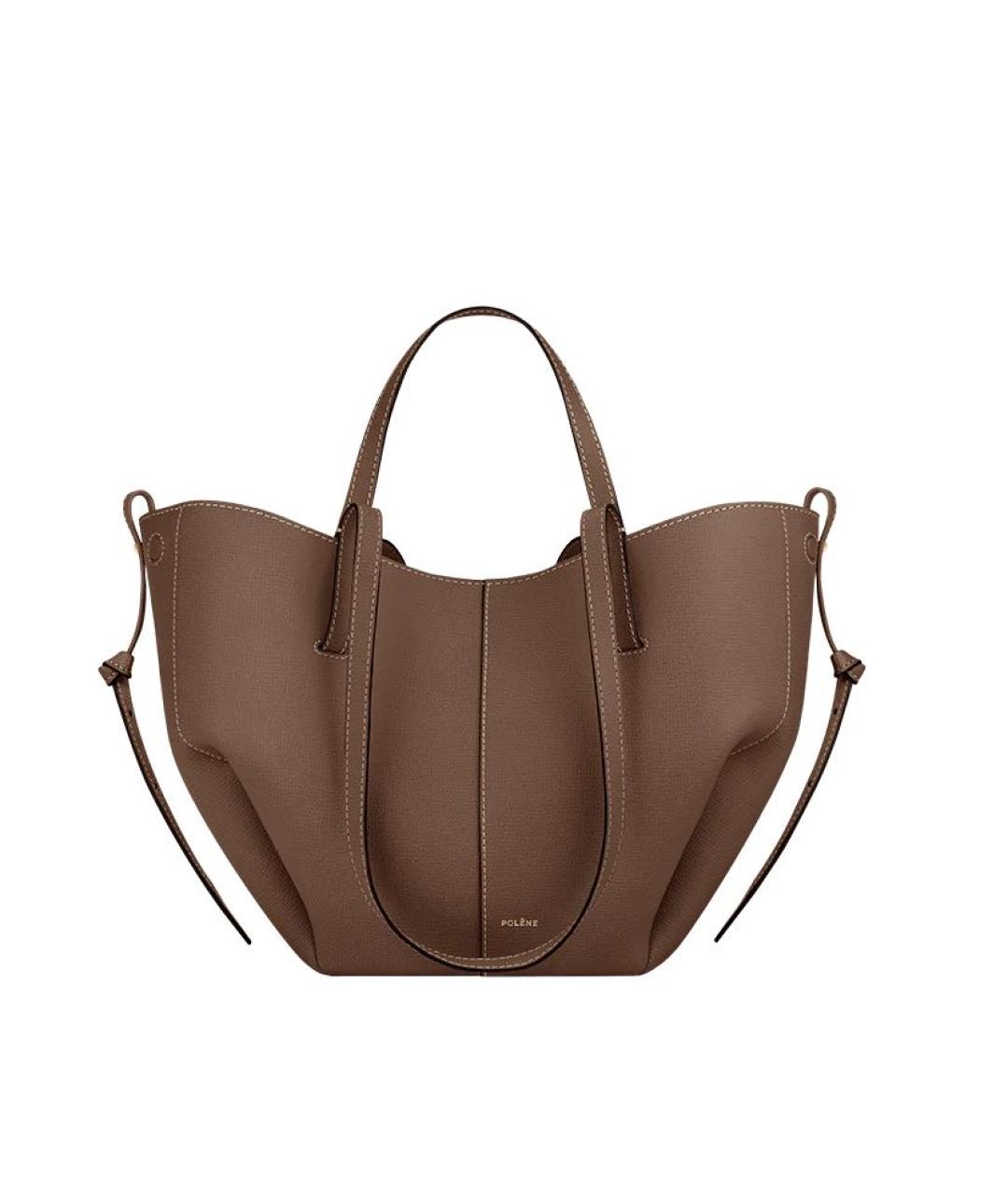 POLENE Коричневая кожаная сумка тоут, фото 6