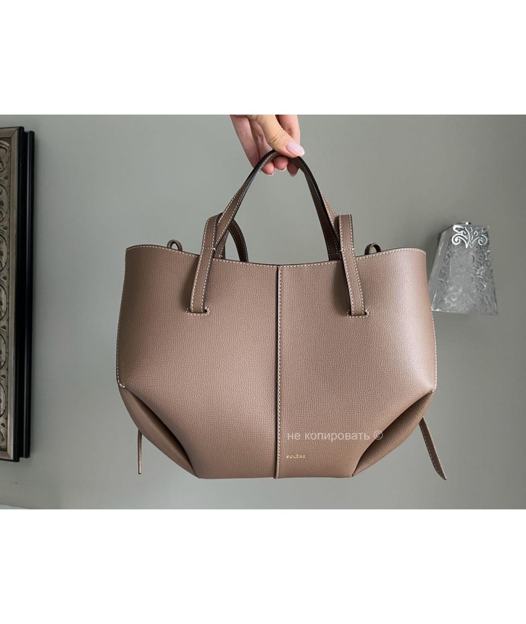 POLENE Коричневая кожаная сумка тоут, фото 5