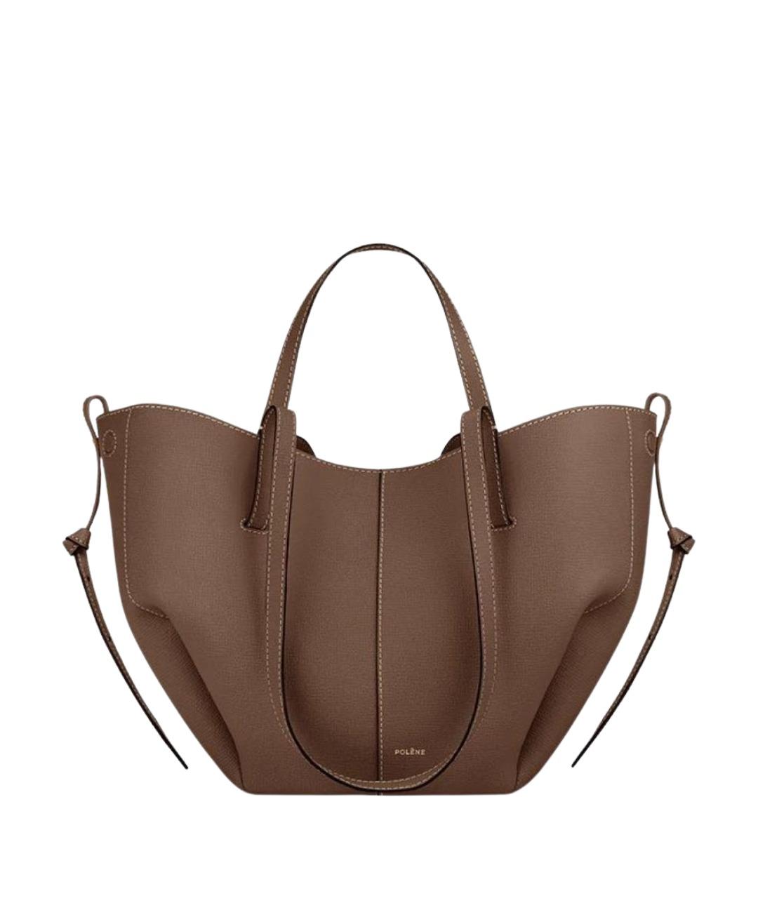 POLENE Коричневая кожаная сумка тоут, фото 1