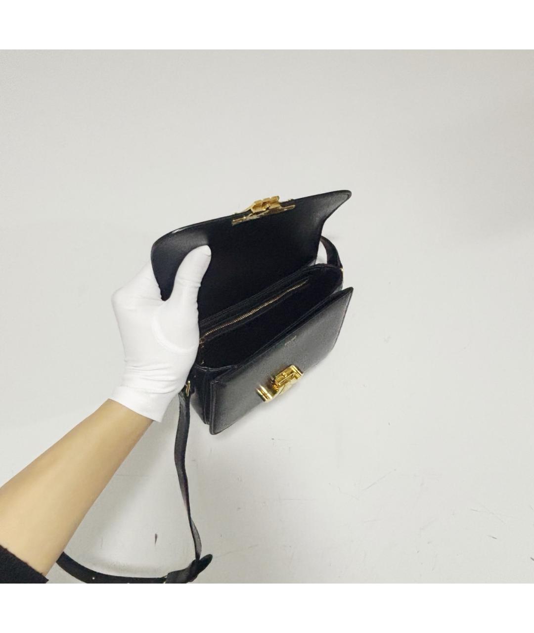 CELINE Черная кожаная сумка через плечо, фото 5