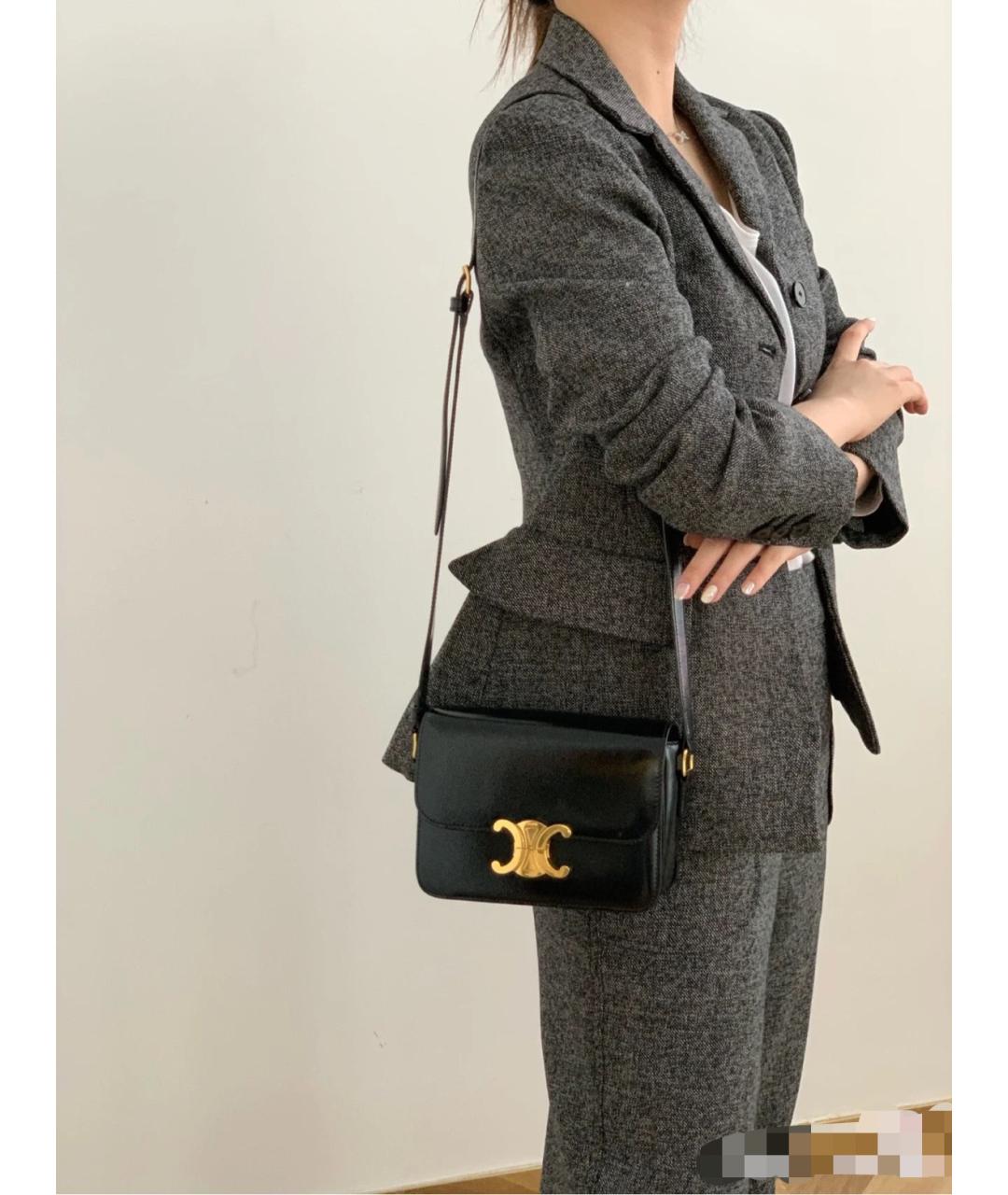 CELINE Черная кожаная сумка через плечо, фото 6