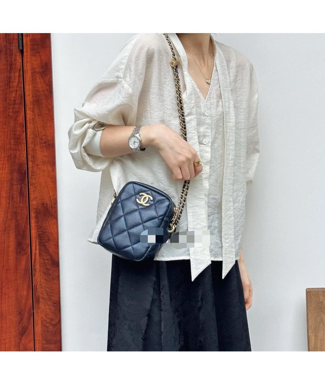 CHANEL Черная кожаная сумка через плечо, фото 7