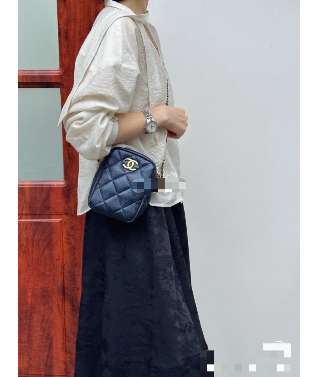 CHANEL Черная кожаная сумка через плечо, фото 8