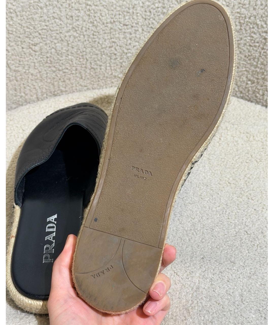 PRADA Черные кожаные эспадрильи, фото 7